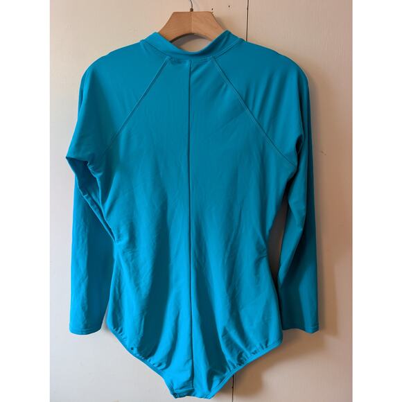Kona Sol Blue Long Sleeve Swimsuit - Picture 2 of 13